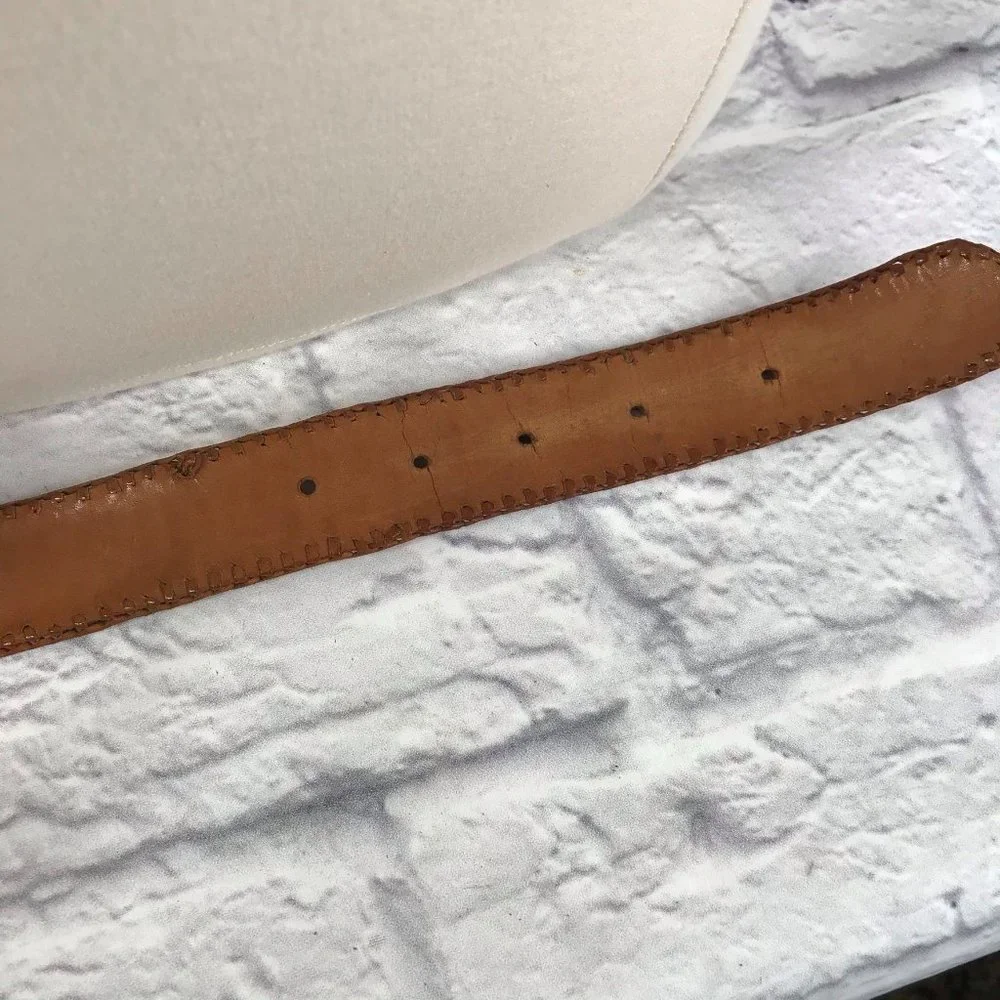 Vintage Leather Cotton Multi Color Belt Size XL Southwestern Style 2v1-84